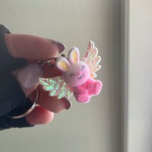 Clairs angel bunny key chain